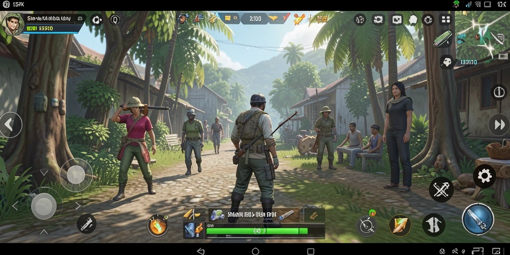 Tampilan gameplay menarik dari 55RK yang menunjukkan aktivitas sehari-hari.
