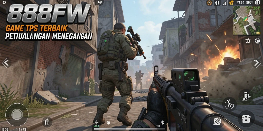 Screenshot menampilkan aksi seru di dalam game TPS 888FW.