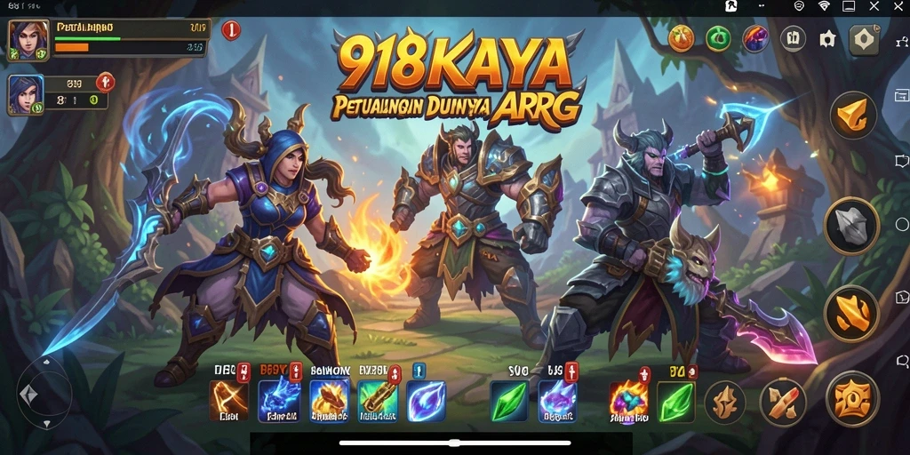 Gameplay seru 918KAYA dengan aksi petualangan dan pertempuran.