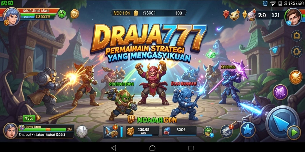Tangkapan layar DRAJA777 menampilkan aksi pertempuran strategi yang seru.