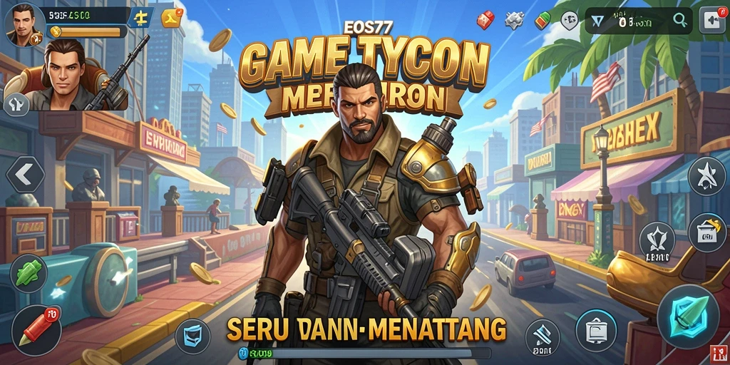 Screenshot gameplay EOS77 menampilkan aktivitas membangun empire Tycoon.