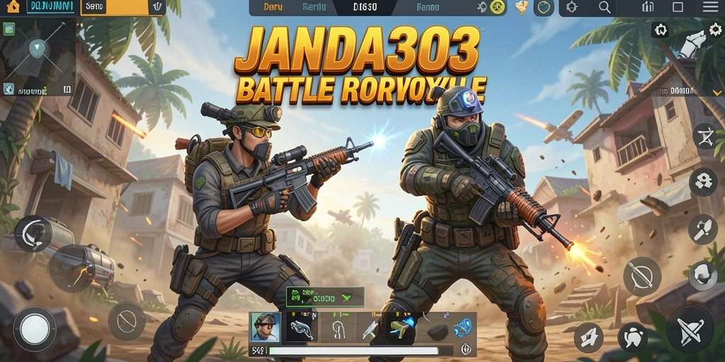 Gambaran seru gameplay JANDA303 dalam pertarungan Battle Royale.