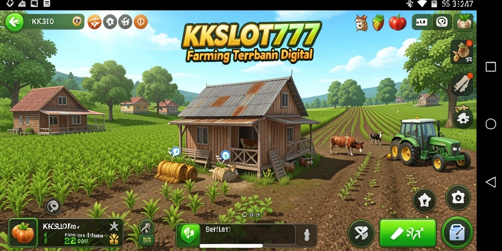 Tangkapan layar KKSLOT777 menampilkan keseruan gameplay pertanian.