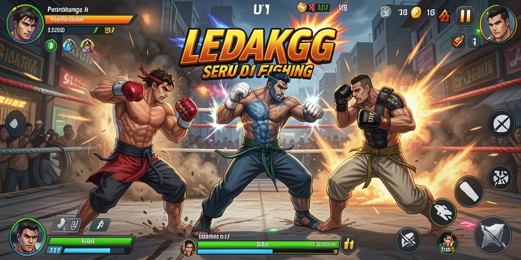Screenshot menampilkan aksi pertarungan mendebarkan di LEDAKGG.
