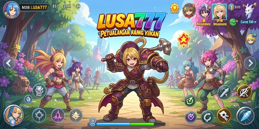 Screenshot gameplay LUSA777 menunjukkan aksi seru karakter Anime.
