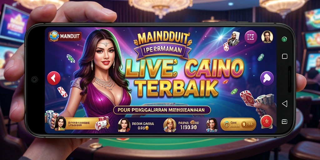Tampilan utama <strong>MAINDUIT</strong> menunjukkan dealer langsung dan permainan kasino yang menarik.
