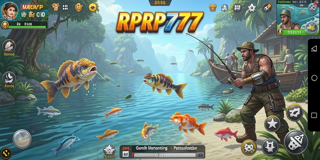 Tampilan gameplay RPRP777 menampilkan suasana memancing yang seru.