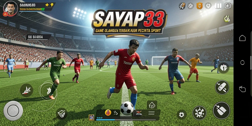 Screenshot utama SAYAP33 menampilkan gameplay dinamis dalam olahraga.