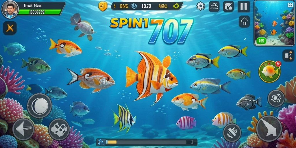 Gameplay SPIN707 yang menegangkan dengan aksi menembak ikan.