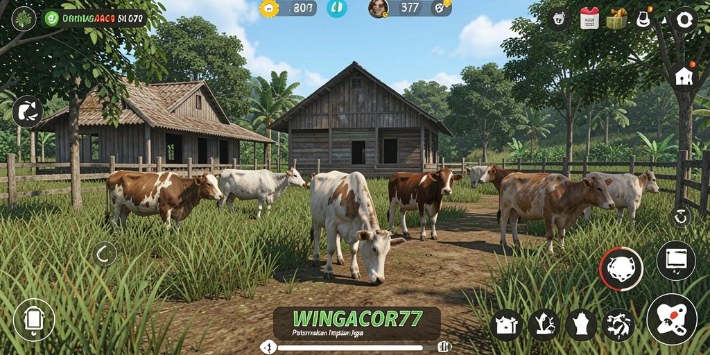 Tampilan gameplay peternakan yang menarik dan interaktif.